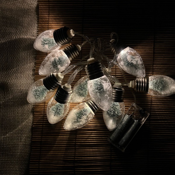 NWT Christmas Tree Snow Lightbulb Globe String Lights - Picture 2 of 7